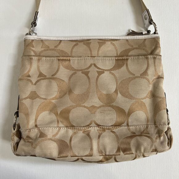 Coach Kyra Signature File Bag Crossbody Silver/Light Khaki/White No F16558 - Picture 3 of 11